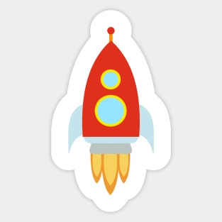 Red Rocket Spaceship Sticker